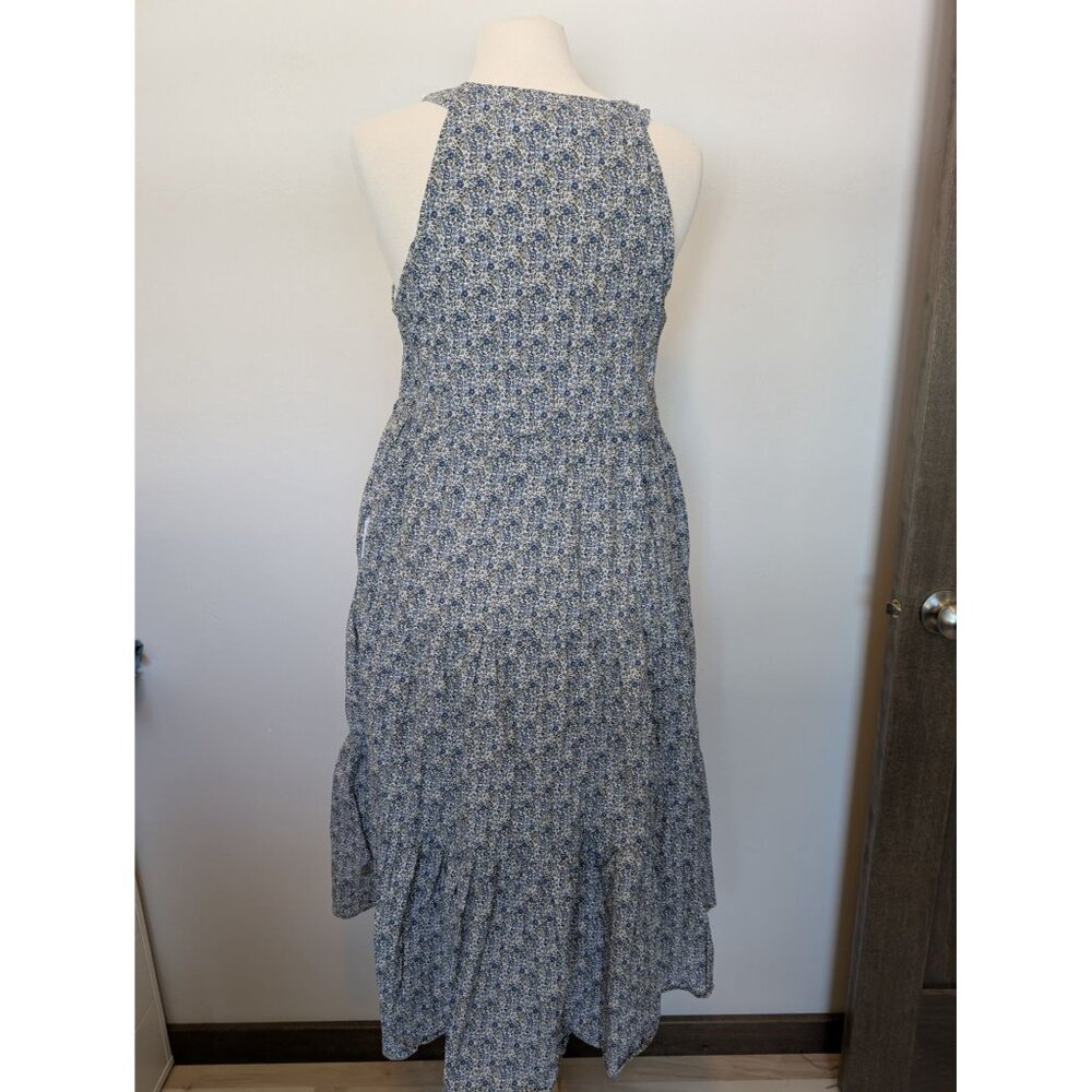 Sara Campbell Womens Blue Floral Organic Cotton Maxi Dress Sleeveless Halter Nec - Picture 2 of 4